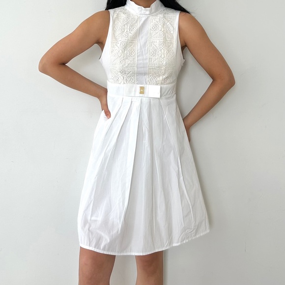 BNWT Celyn B. High Collar Sleeveless White Pleated Mini Dress - X-Small/Small - Picture 3 of 4